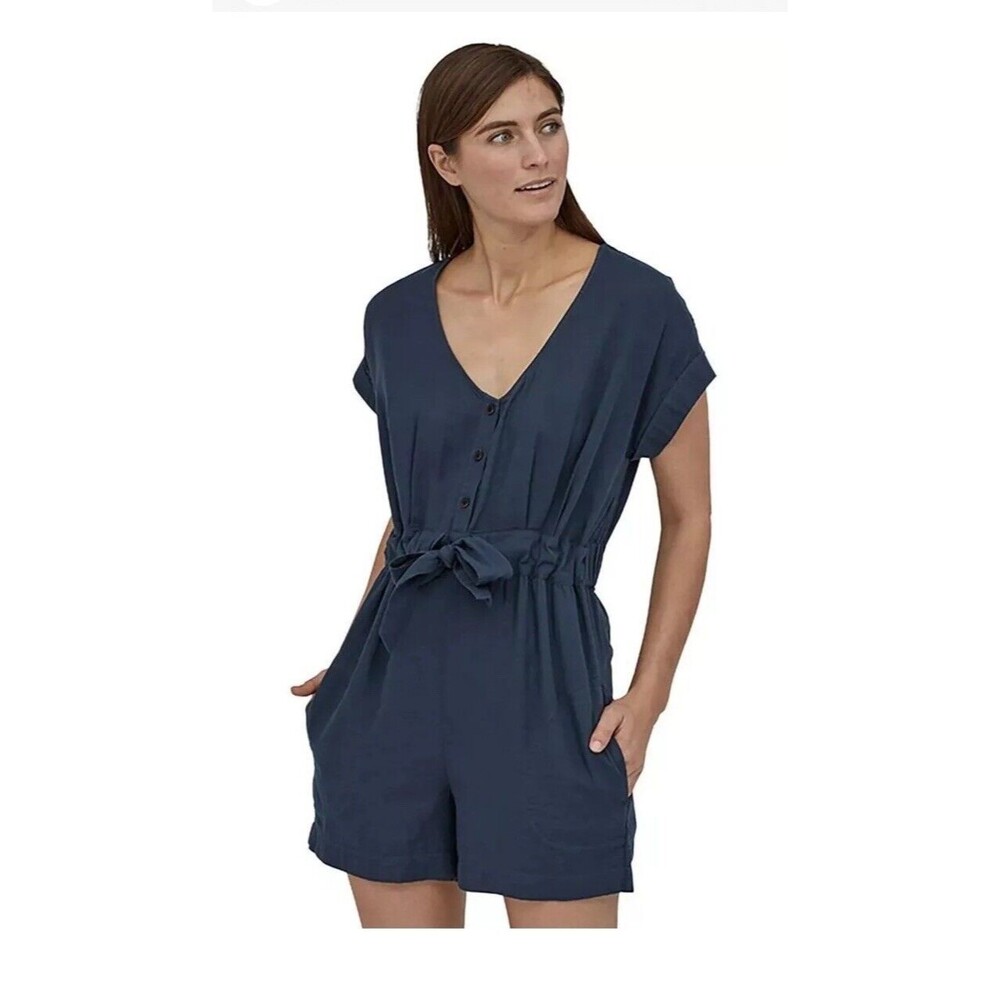 Patagonia Women's Organic Cotton Gauze Romper Stone Blue XL
